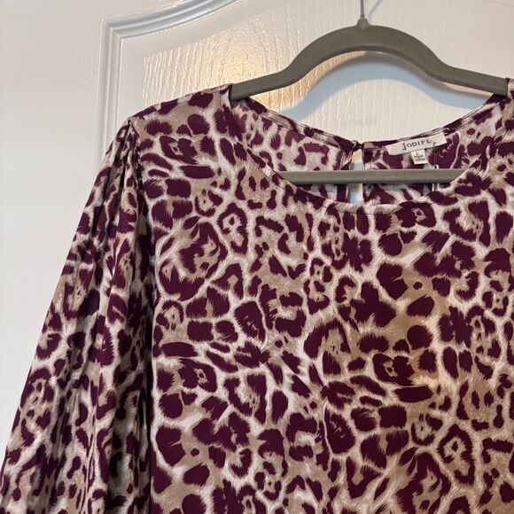 Jodifl Women’s Burgundy Leopard Print Shift Dress NWT Size Large - Picture 4 of 11